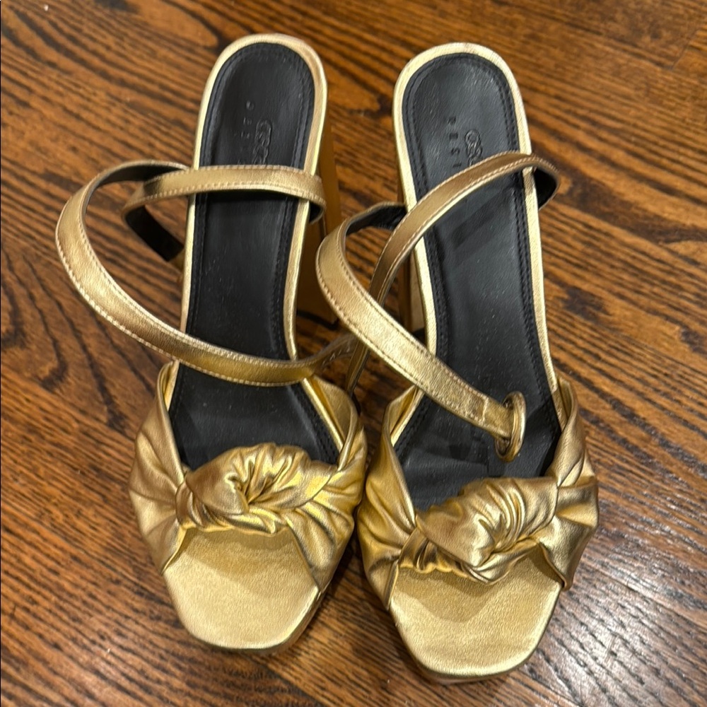 ASOS Gold Heels with Bow Detail